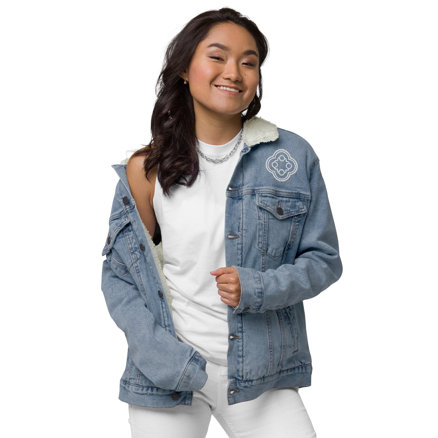 Unisex denim sherpa jacket - Laity Lodge Family Camp